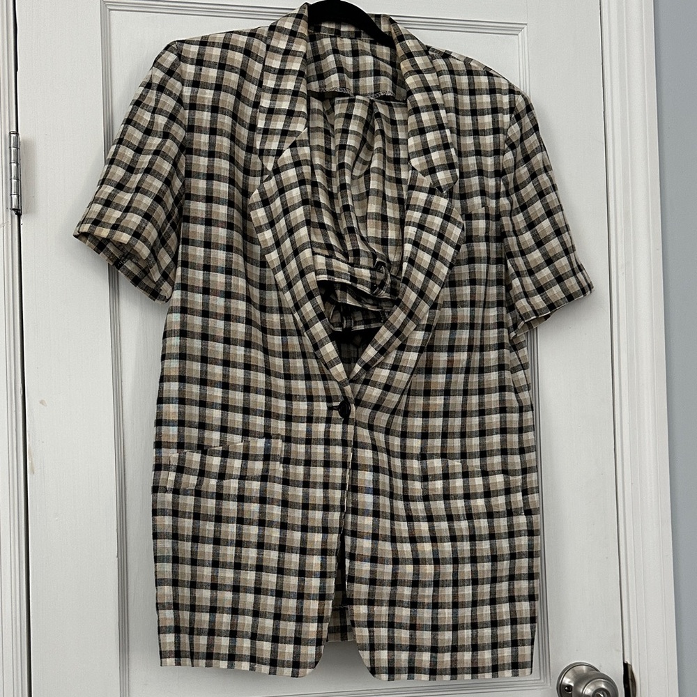 Elliot Lauren Checkered Blazer & Shorts Matching Set - Black and Cream